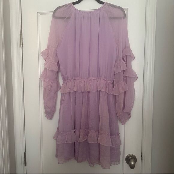Lavender Purple Diane Von Furstenberg Chiffon with Ruffle Style Dress DVF - Picture 7 of 7